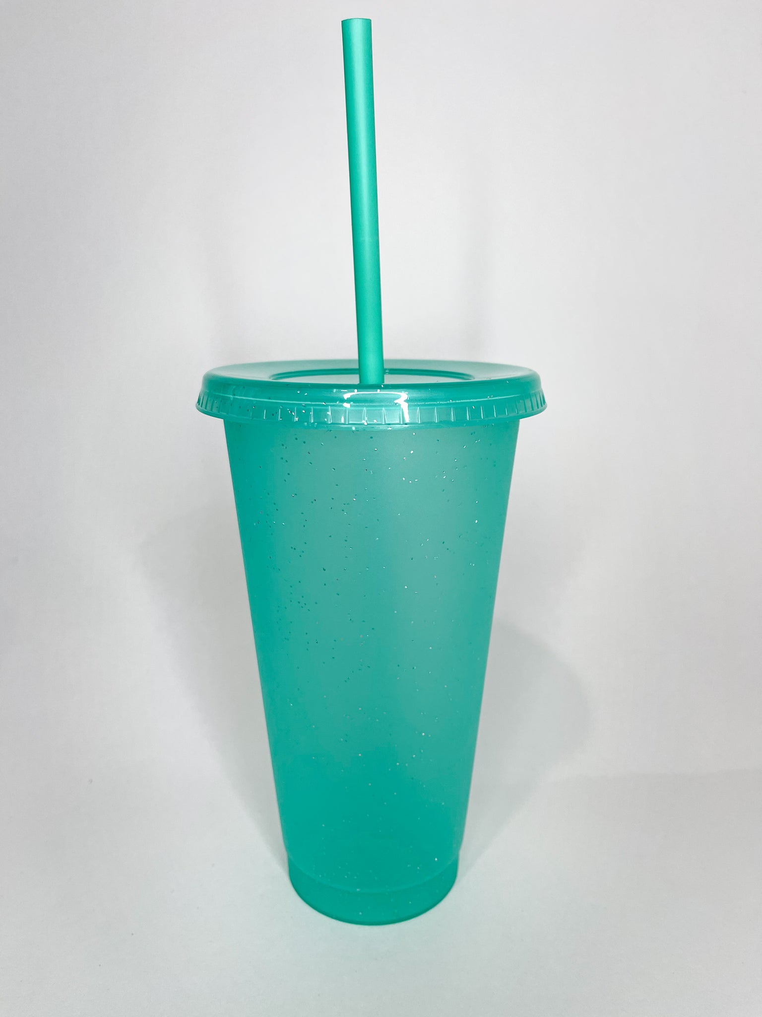 Generic 24 oz Reusable Glittered Translucent Cold Cup with straw and Lid 4  Pack