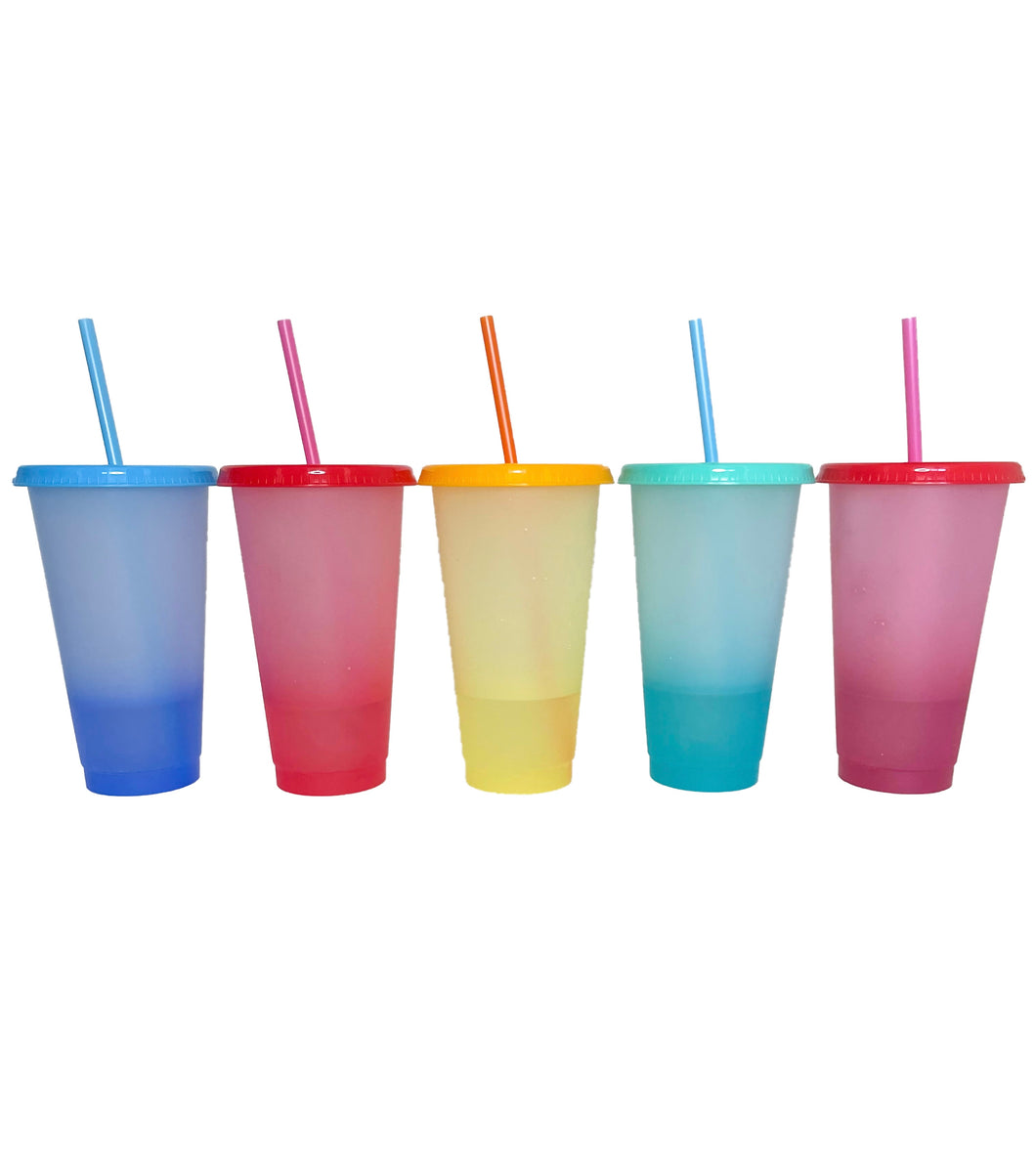 24oz  Clear Color Changing Cold Cups (5 Pack)