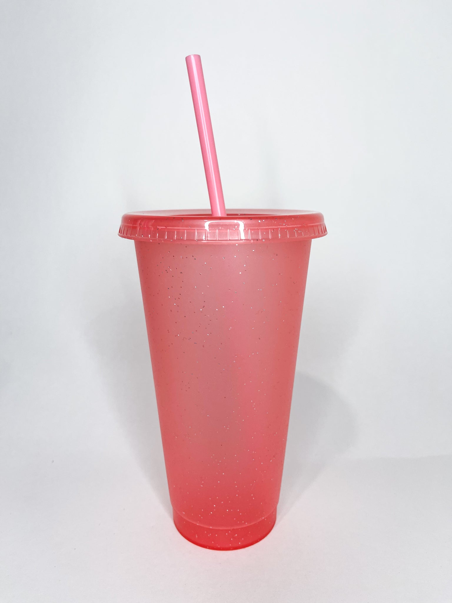 Personalised Small Glitter Cold Cups With Lid & Straw 16oz Reusable Cold Cup  